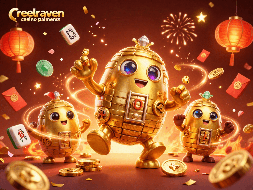 Profitez des paiements rapides et variés au reelraven casino paiements avec un golem doré animé.