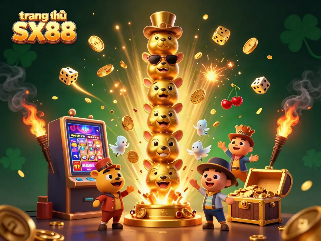 Experience thrilling entertainment at trang chủ SX88 with vibrant 3D casino elements and characters.